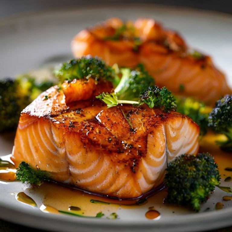 Honey Mustard Glazed Salmon with Roasted Broccoli