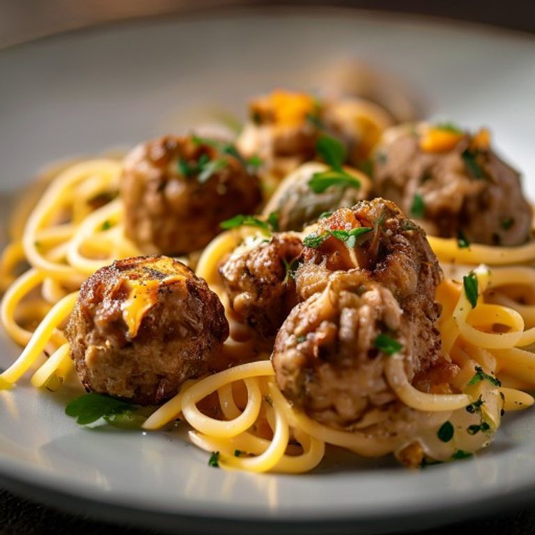 Swedish Meatballs over Egg Noodles